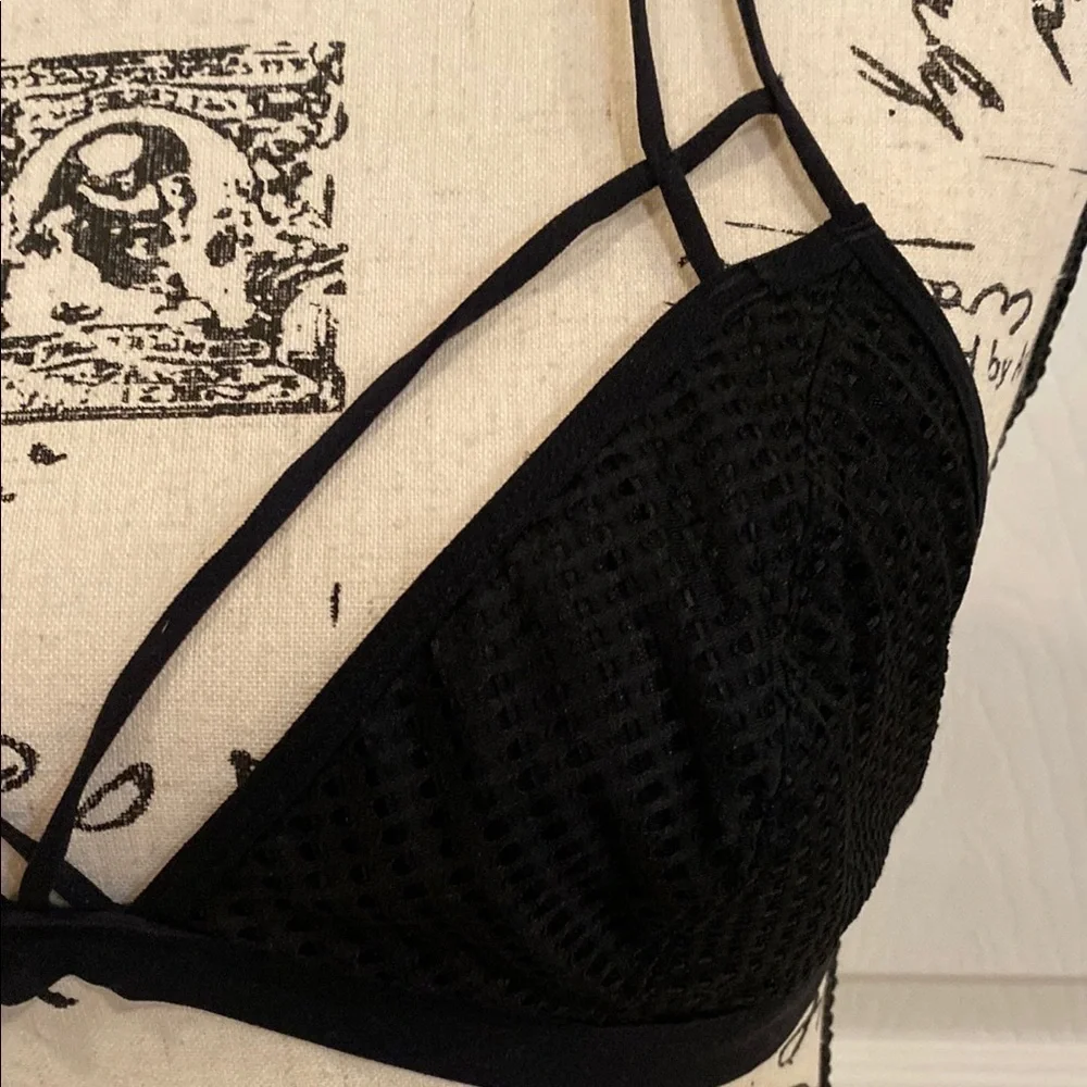 Express Black Strappy Mesh Bralette Size M Cut Out Bra